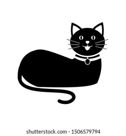 black cat, pet, cute animal, emblem, logo icon