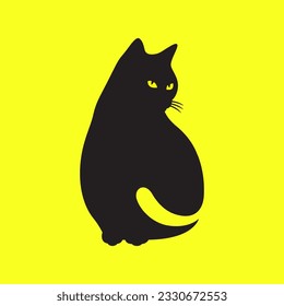 black cat pets angry modern minimal mascot simple logo icon vector illustration