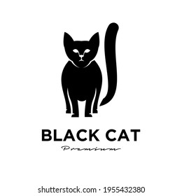 black cat pets logo vector icon illustration isolated design