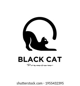 diseño aislado del icono del logotipo de mascotas de gato negro