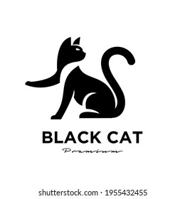black cat pets logo vector icon illustration isolated design