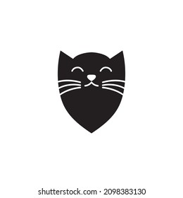 black cat with pin map location logo symbol icon vector graphic design illustration idea creative
