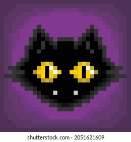 Black Cat Pixel 32x32px Vector Graphic Halloween 8bit