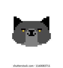 Black cat pixel art. 8 bit Digital home pet. Vector illustration
