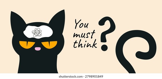 Black cat pondering 