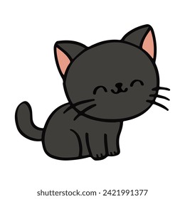 black cat pose collection, Doodle freehand sketch drawing.