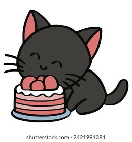 colección de pose de gato negro, dibujo de dibujo a mano alzada de Doodle.