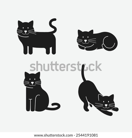 Black cat poses illsutration set