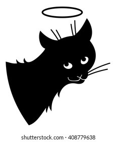 Black cat pretending it a saint.Vector clip art.