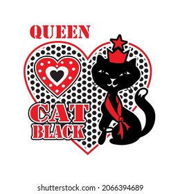black cat queen vector illustration