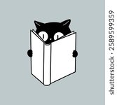 Black Cat Reading a Book