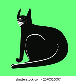 Black cat ready for a hugging. Open hand pink paw print. Kitty reaching for a hug. Funny Kawaii animal. Baby card. Cute cartoon character. Pet collection. Isolated. Vector