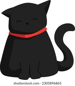 gato negro con cuello rojo