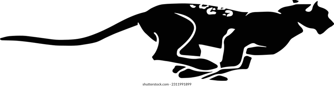 Gato negro corriendo, pantera atacante (editable) - Ilustración vectorial
