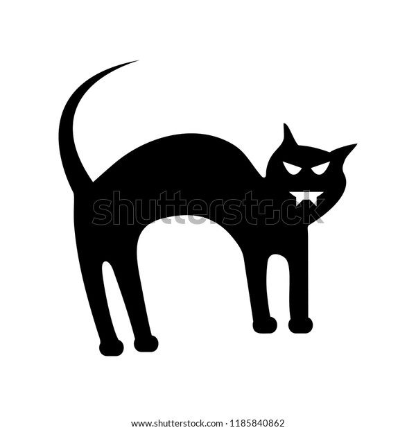 Black Cat Scary Halloween Icon Vector Stock Vector (Royalty Free ...