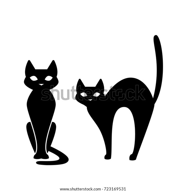 Black Cat Scary Halloween Illustration Vector Stock Vector (Royalty ...