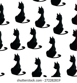 black cat seamless pattern