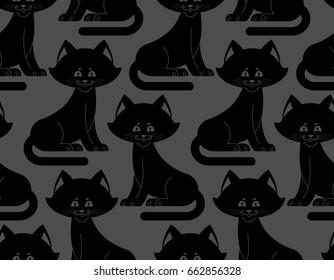 Black Cat seamless pattern. pet ornament. Animal Texture for childrens cloth
