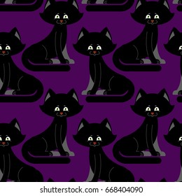 Black Cat seamless pattern. pet ornament. Animal Texture for childrens cloth
