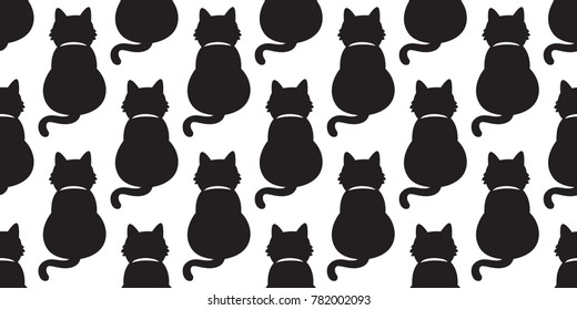 black Cat seamless pattern vector kitten doodle isolated wallpaper background cartoon