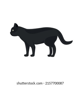 Black cat semi flat color vector element. Full sized object on white. Domestic animal. Symbol of bad luck. Superstition simple cartoon style illustration for web graphic design and animation