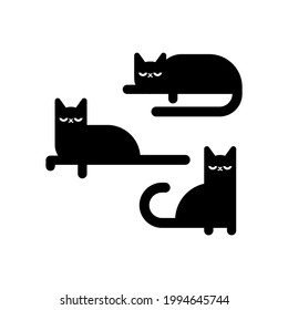 Black cat set icon. Pet set vector illustration