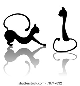 Black cat set silhouette for your design. And also includes EPS 8 vector