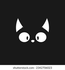 black cat, shadow of black cat with black background vector illustration