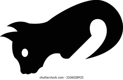 Black cat shape silhouette vector flat design illustration logo type
