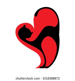 Black cat in side red heart