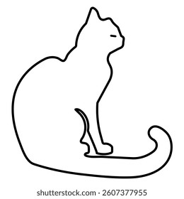Black cat silhouette with butterfly in a cute vector illustration