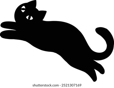 Ilustración linda de la silueta del gato negro