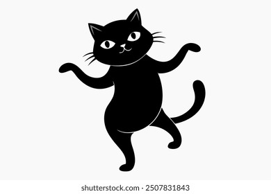 A black cat silhouette dancing mode