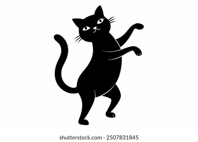 A black cat silhouette dancing mode