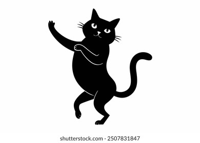 A black cat silhouette dancing mode