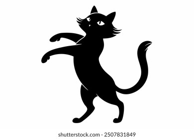 A black cat silhouette dancing mode