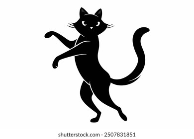 A black cat silhouette dancing mode