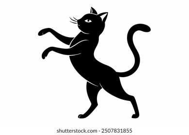 A black cat silhouette dancing mode