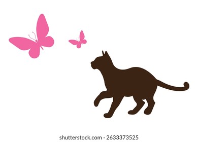 Black cat silhouette. Elegant cat sitting side view with turn around head. Vector Set of Black Cat Silhouettes in Various Poses – Sitting, Playing, Jumping, Walking eps 10