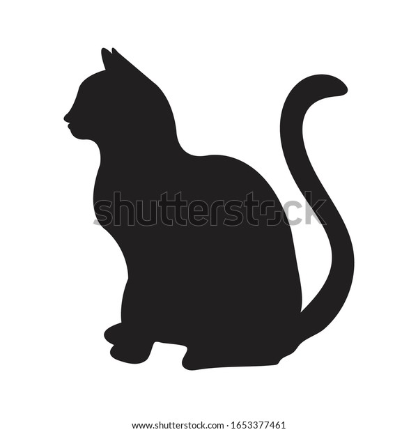 Black Cat Silhouette Elegant Cat Sitting Stock Vector (Royalty Free ...