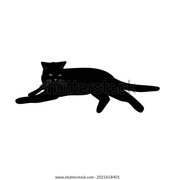 Black Cat Silhouette Halloween Cat Isolated Stock Vector (Royalty Free ...