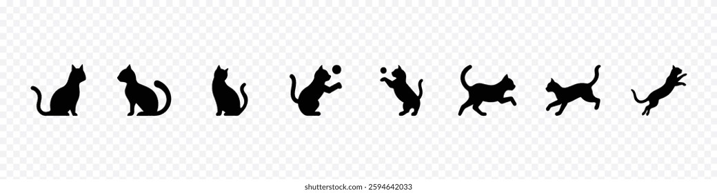 Black Cat Silhouette Icon, Cat Icon, cat vector art illustration silhouette, Cats Icons 