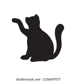 Black cat silhouette isolated on white. Vector illustration