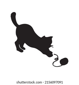 Black cat silhouette isolated on white. Vector illustration