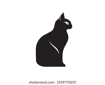 Black cat silhouette isolated on white background. Cat silhouette vector. Black silhouette of cat. Vector illustration.