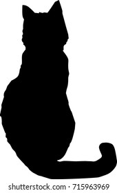 Black cat  silhouette isolated on white background. Vector illustration. Clip art. 