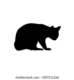 Black Cat Silhouette on White Background. Icon Vector Illustration. Concept for  Logo, Print, Sticker.