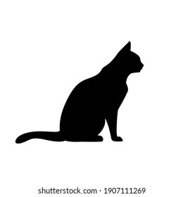 Black Cat Silhouette on White Background. Icon Vector Illustration. Concept for  Logo, Print, Sticker.