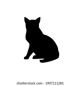 Black Cat Silhouette on White Background. Icon Vector Illustration. Concept for  Logo, Print, Sticker.