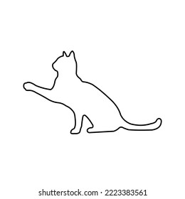 Black Cat Silhouette on White Background color editable